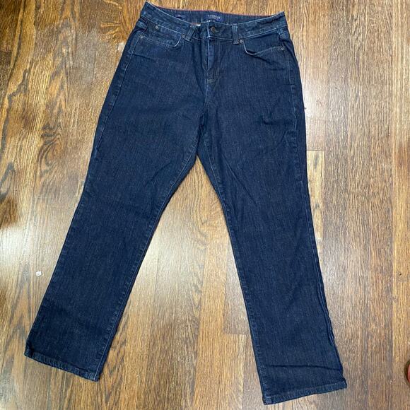 Talbots Dark Indigo Jeans Size 12 Petite Denim Straight Leg Cotton Blend Pants - Picture 3 of 9